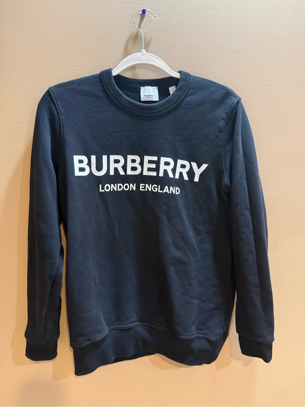 Burberry Black Crewneck Sweatshirt with White Logo